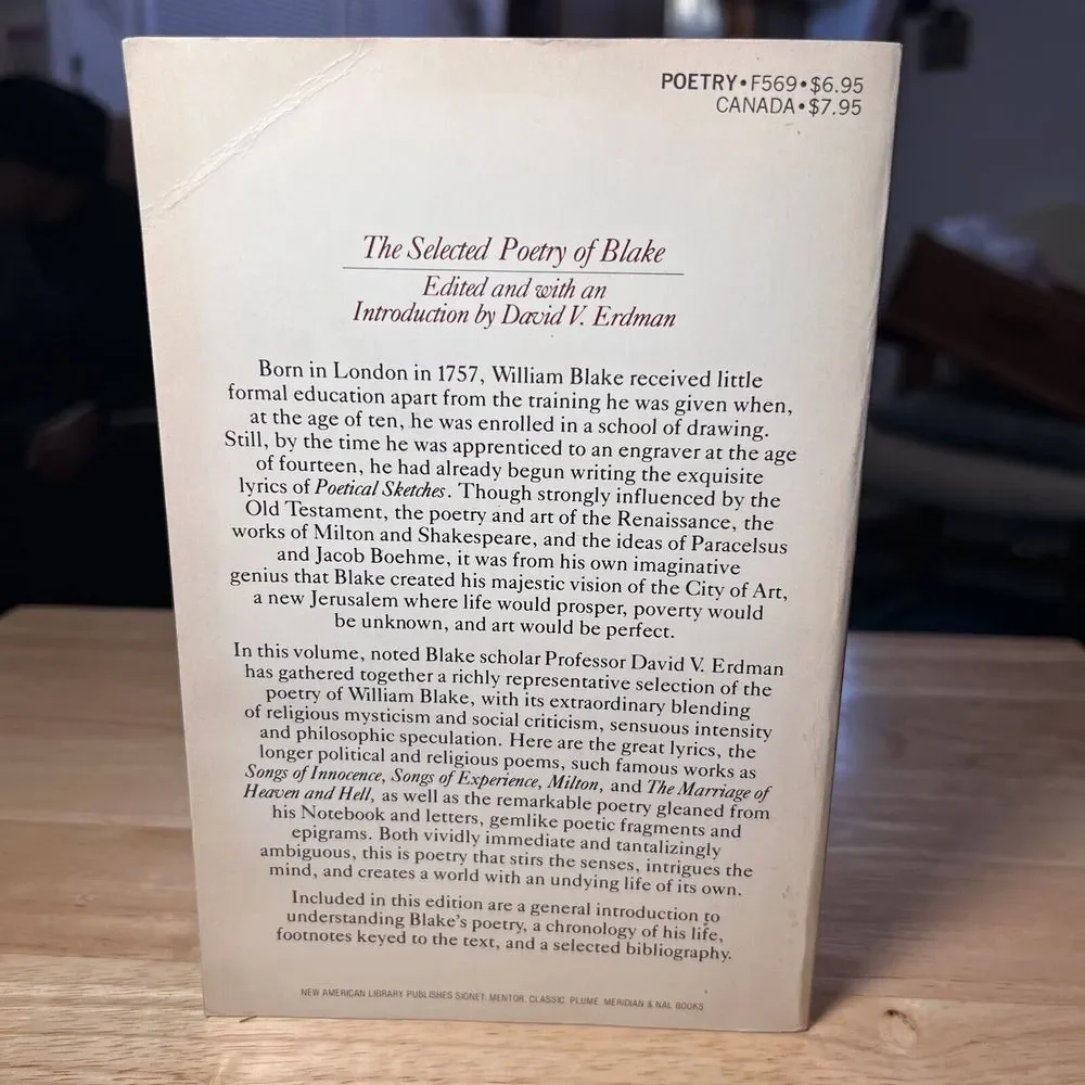 The Selected Poetry of Blake edited by‎ David V. Erdman 1981 PB